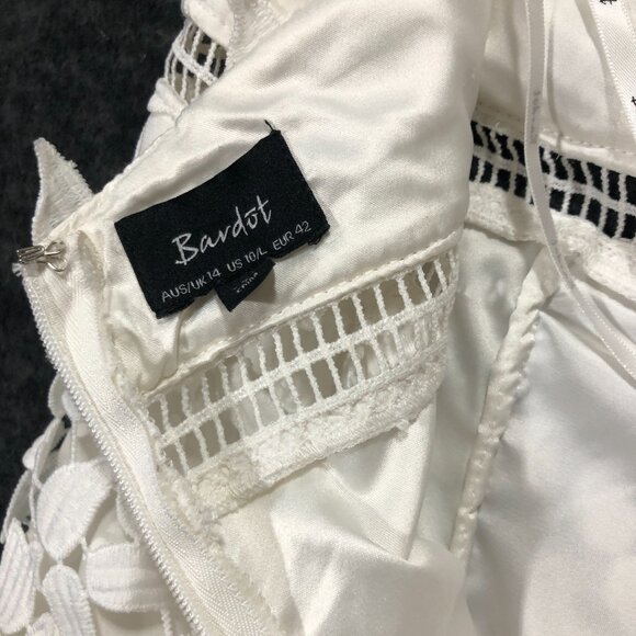 BARDOT Gemma White Lace Sleeveless Halter‎ Midi Dress Size L Bridal Wedding - Picture 5 of 5